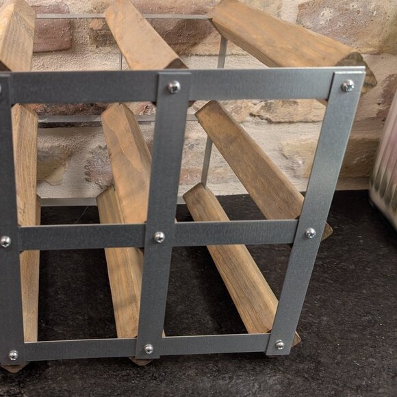 Industrial Modern Wood & Metal 6 to 8 Bottle Wine Rack - Picture 6 of 6